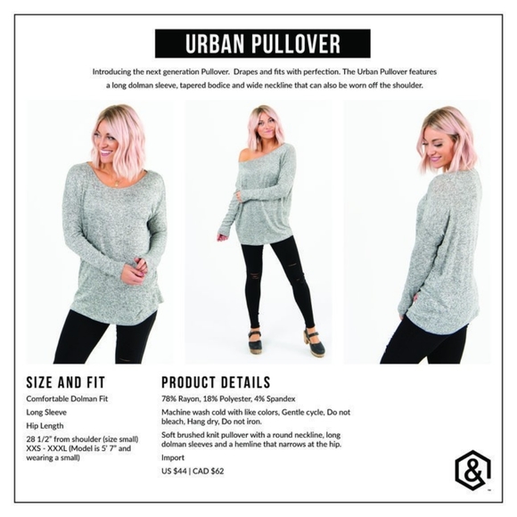 Xs Gorgeous Urban Pullover By A&D - Picture 3 of 5